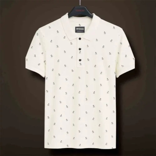 ID: 0010 White Collar Men's Polo